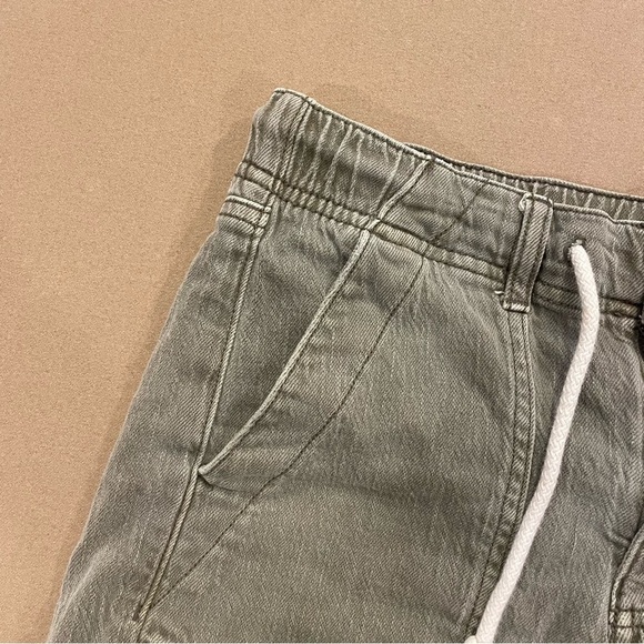 American Eagle Women’s Elastic Waist Drawstring Denim Shorts Army Green Size 4 - Picture 4 of 11